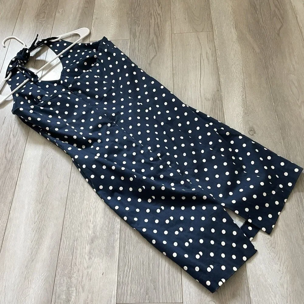 Polka Dot Dress vintage jones new york halter knee length womens Blue size 10